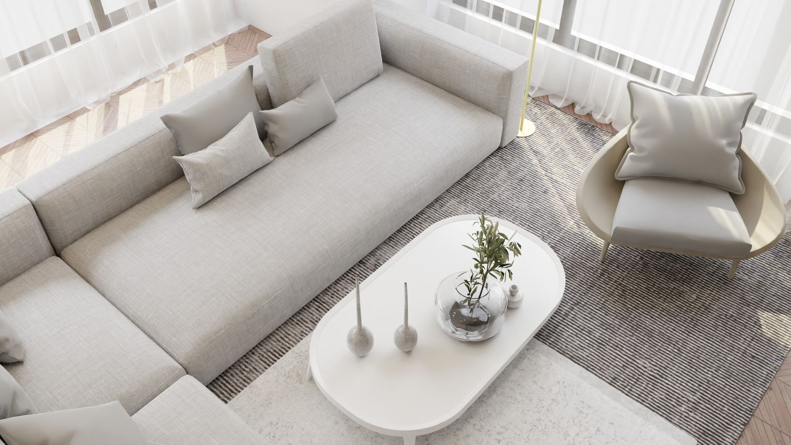 Bright living room of a house ready for a home exchange with another family